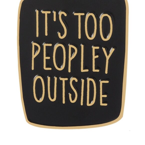 Slogan Design Square Black Enamel Brooch - Picture 1 of 3